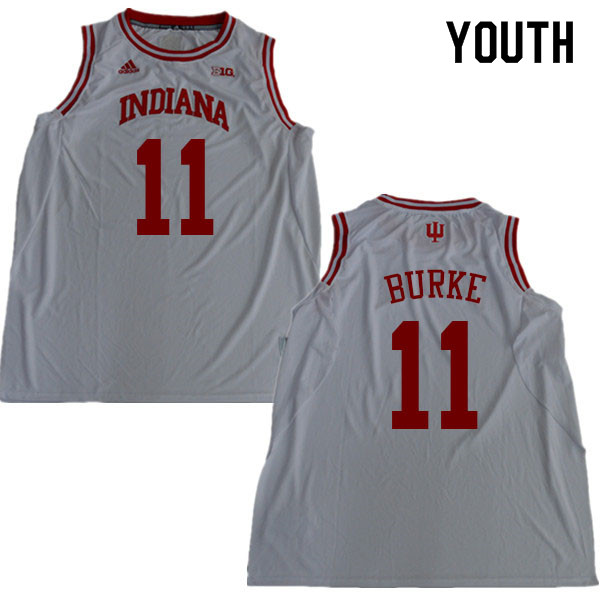 Youth #11 Shaan Burke Indiana Hoosiers College Basketball Jerseys Sale-White - Click Image to Close
